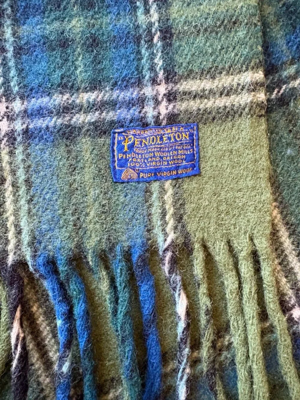 Pendleton Woolen Mills Tartan Plaid Virgin Wool Throw With Fringe 65 x 50